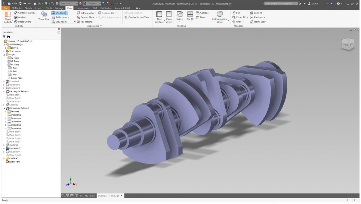 Inventor 2017 video tutorial 11.2 kurbelwelle crankshaft