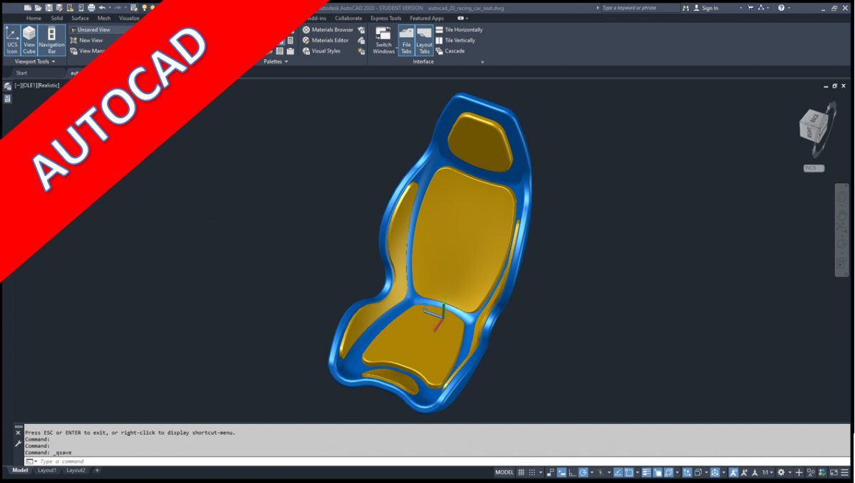 Videotutorial autocad 2020 part design Racing Car Seat Part 1