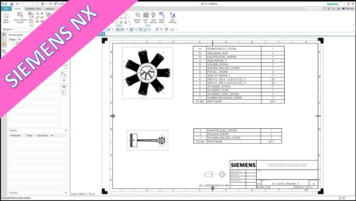 Videotutorial siemens nx 12 drafting Multiple Partslists
