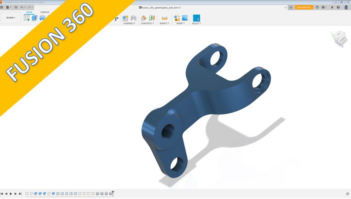 Videotutorial fusion 360 part design 7.2 Gelenkgabel Joint Fork
